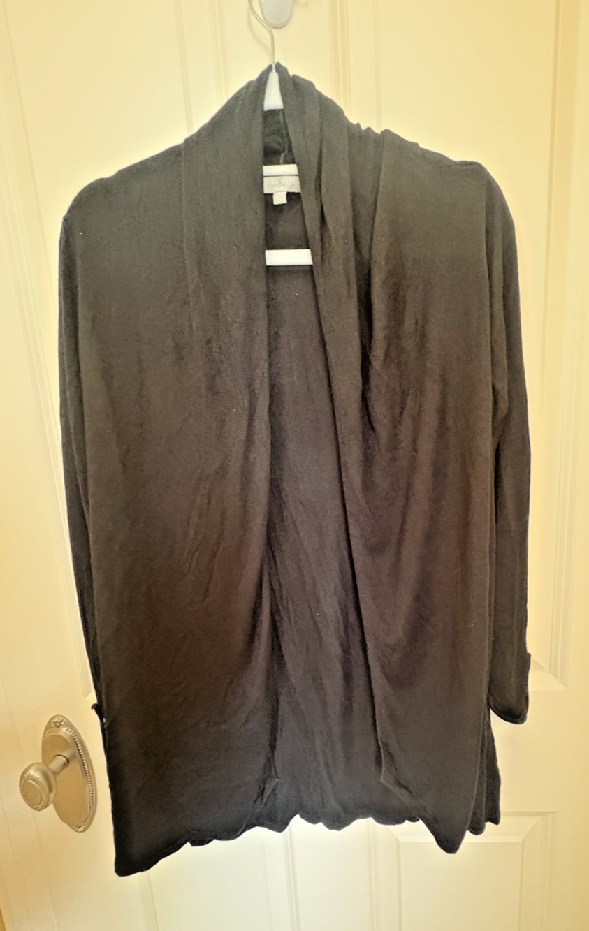 Joan Vass New York Open Front Cardigan Size Xlarge Black